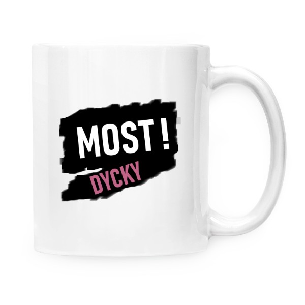 Hrnek malý bílý s potiskem DYCKY-MOST! Magický hrnek