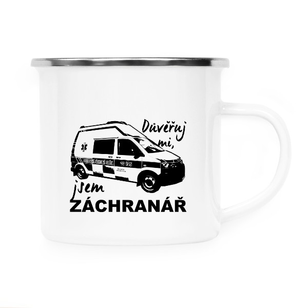 Plecháček - nerezový lem s potiskem Plecháček- Důvěřuj mi, jsem záchranář