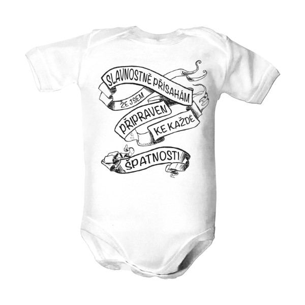 Dětské body  s potiskem Připraven ke každé špatnosti